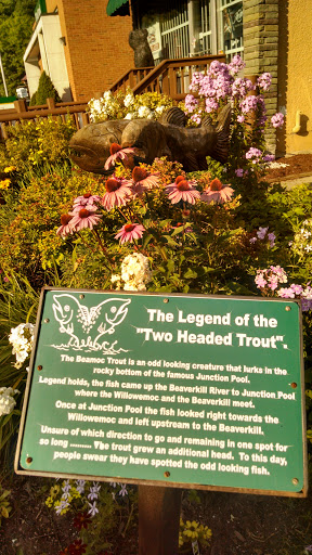 Legend Of The Two Headed Fish Statue And Sign