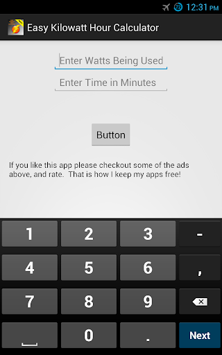 Easy Kilowatt Hour Calculator