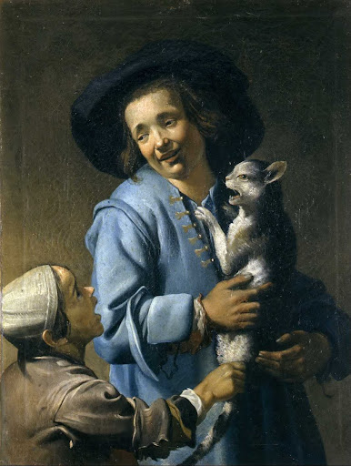 Youths playing with the cat