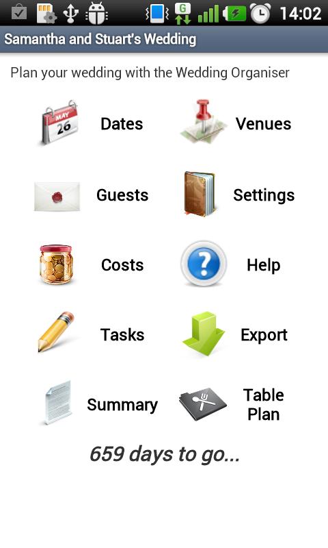 Android application Wedding Organizer Deluxe screenshort