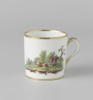 Kop, beschilderd met een landschap met vee