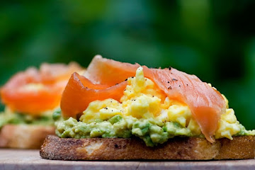 Open Face Sandwiches with Avocado, Egg and Smoked Salmon