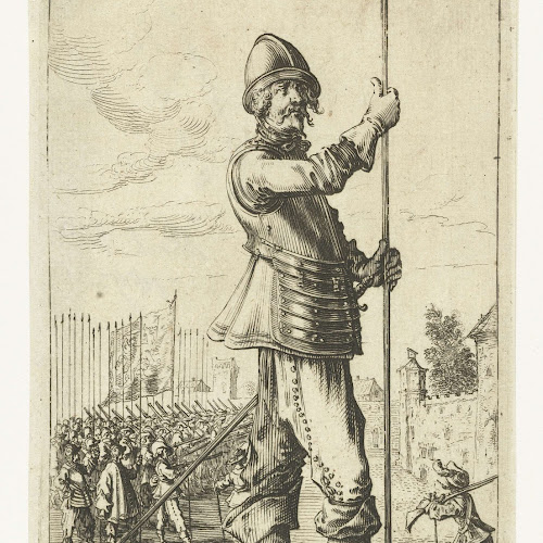 Staande soldaat met speer, Salomon Savery, after Pieter Jansz Quast, 1630 - 1665 - Rijksmuseum