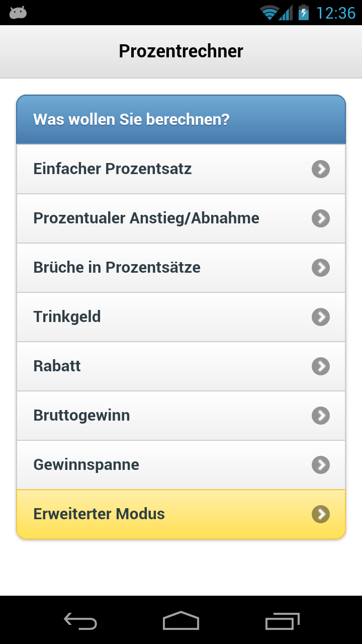 Android application Percentage Calculator v1 screenshort
