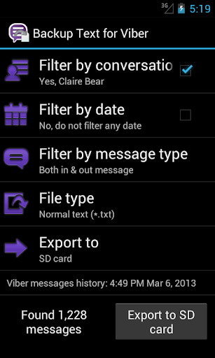 Backup Text for Viber