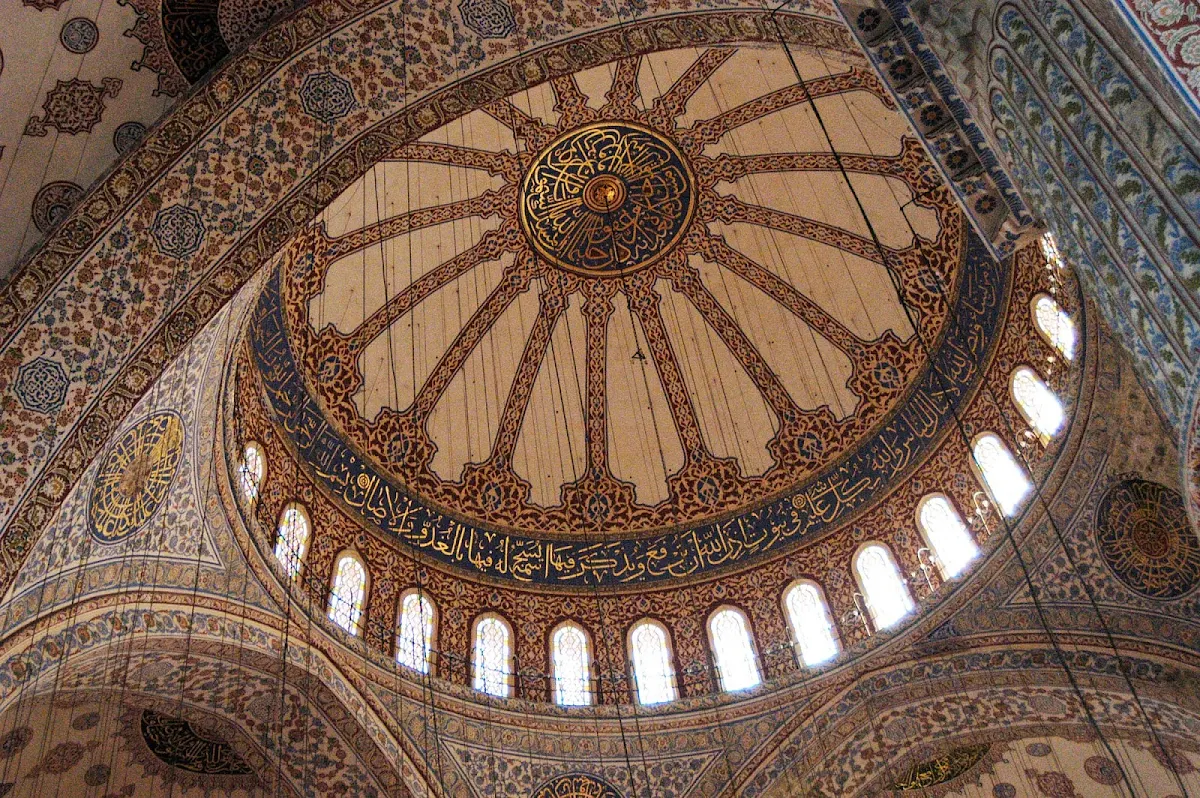 Mosque-of-Hagia-Sophia-Istanbul - A view of the interior cupola of Hagia Sophia, now a museum called Ayasofya Müzesi, in Istanbul, Turkey.