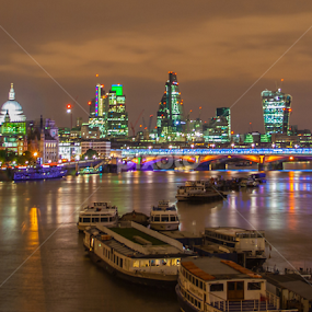 River City Lights by Andro Andrejevic - City,  Street & Park Night