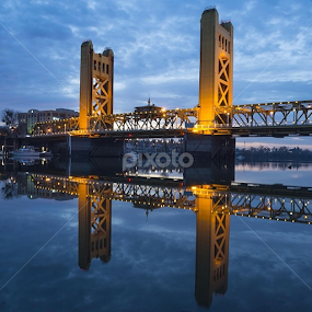 Last Sunrise over Tower Bridge for 2013 by Robert Evans - Buildings & Architecture Bridges & Suspended Structures