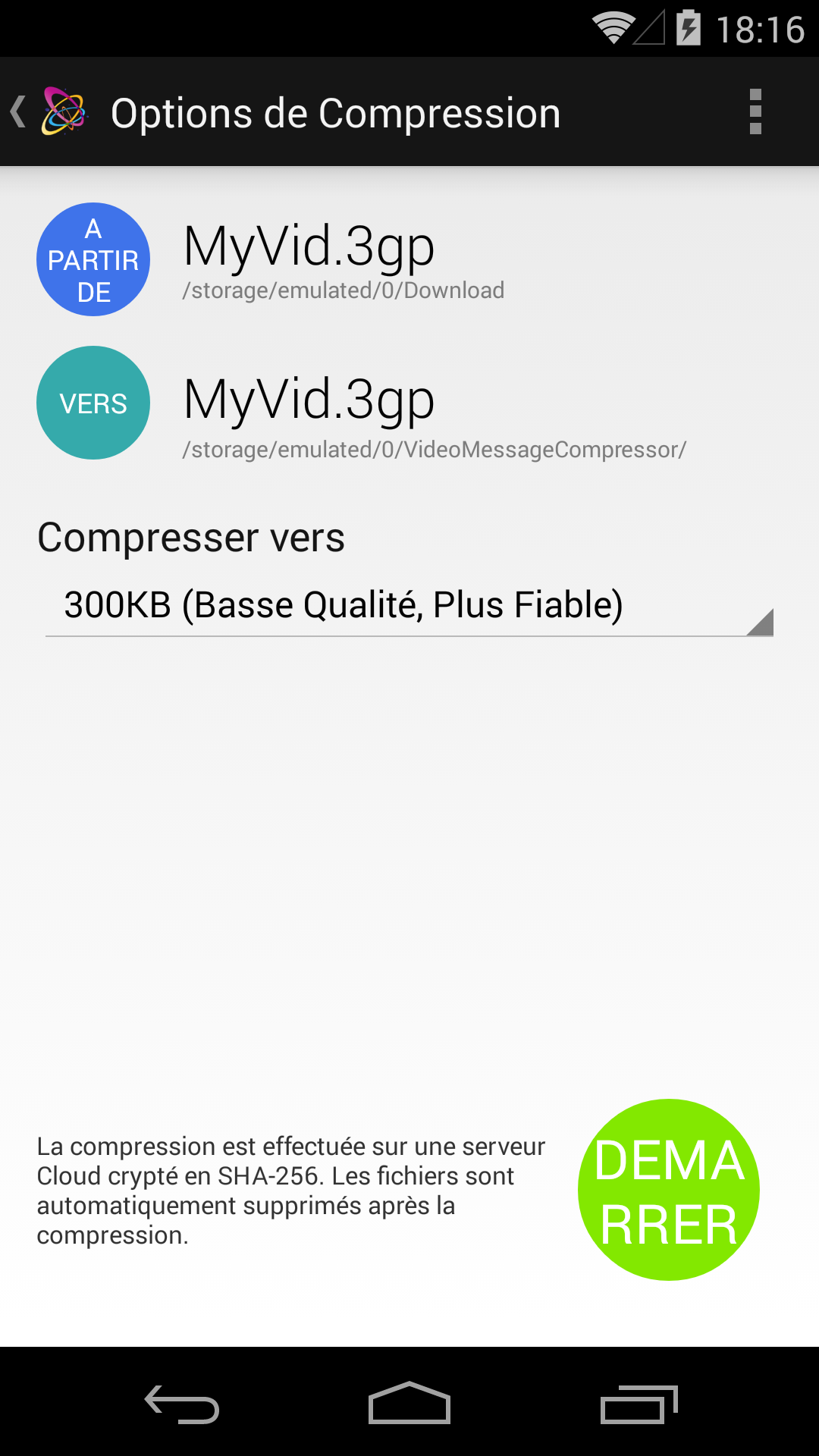 Android application Video Message Compressor screenshort