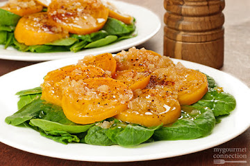 Roasted Beet and Spinach Salad w/Warm Shallot Vinaigrette