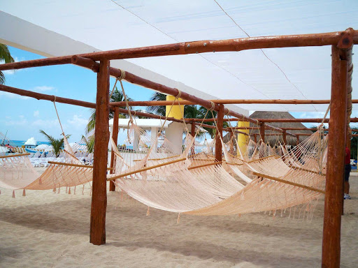 Hamacas offer a perfect spot for relaxing at Playa Mia on Cozumel.