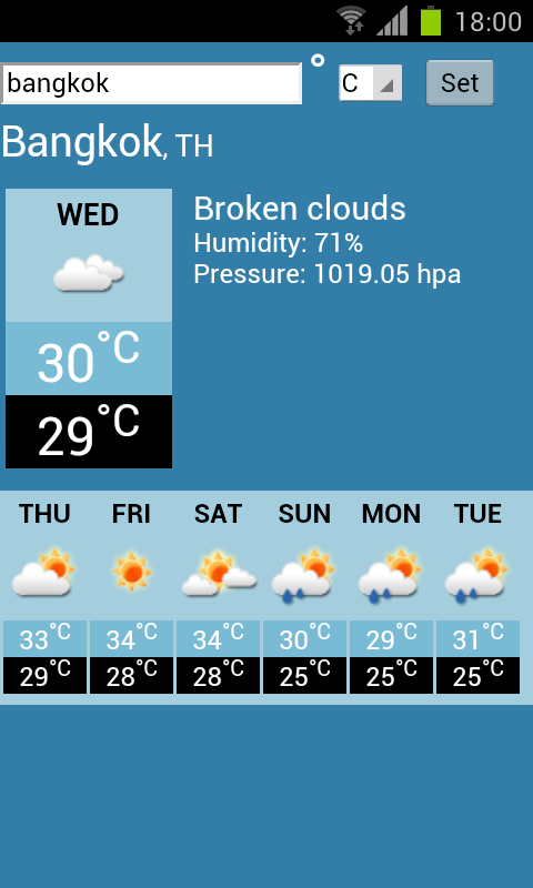 Android application weather forecast screenshort