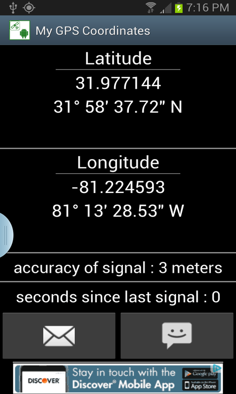 Android application My GPS Coordinates screenshort
