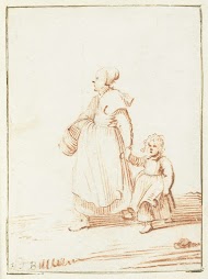 Lopende vrouw met een kind aan de hand