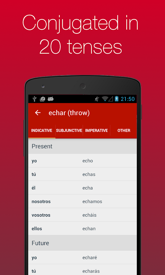 Spanish Verb Conjugator Android Apps on Google Play