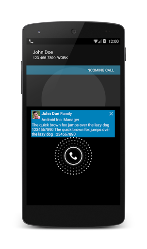 CallPlus Contact SMS pop-up