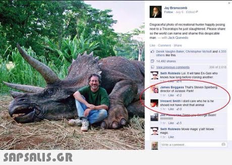 Jay Branseomb Disgracefui photo of recreational hunner happly posing nend so a Triceratops het aughtonnd Plcae share o ie world can name and shame this despcable man-with Jack Qevedo Denek Vsughn e Chsoper t and 4,333 30 ot 2 01 Seth Robledo Lol it wa take En-Gen who knows James Boopess Thats Steven Spt Vincent Smith I dont cane who te is he shouid not hae shot that annu Seth Rsblede Move nagc yat Moww a combent 