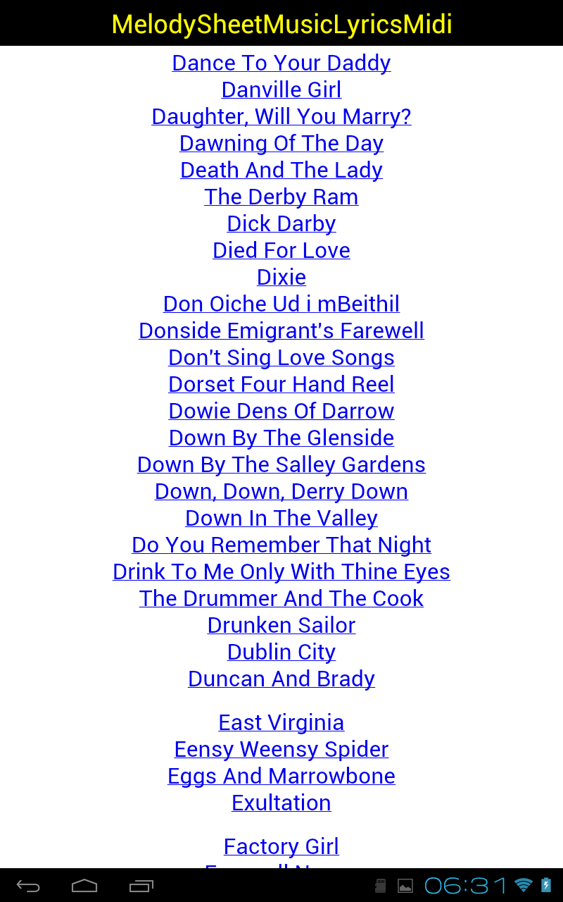 Melody Sheet Music Lyrics Midi Screen 2