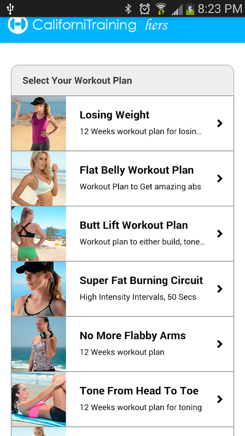 Android application Fitness Californitraining screenshort
