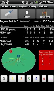 Android application Cricket Scorer+ for Android screenshot