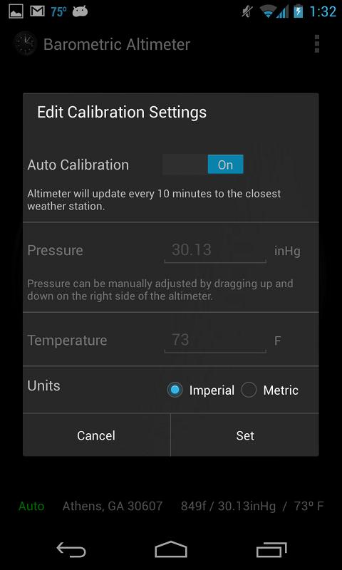 Barometric Altimeter Screen 3