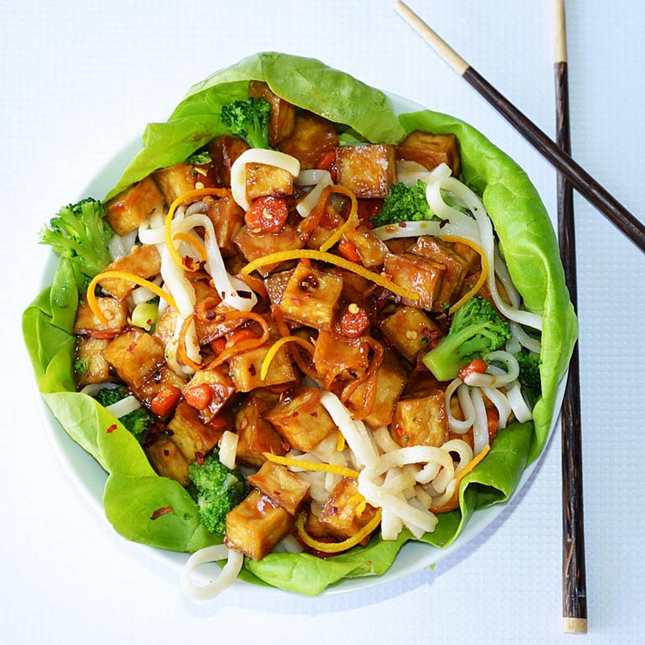 Orange Peel Crispy Tofu Lettuce Wraps