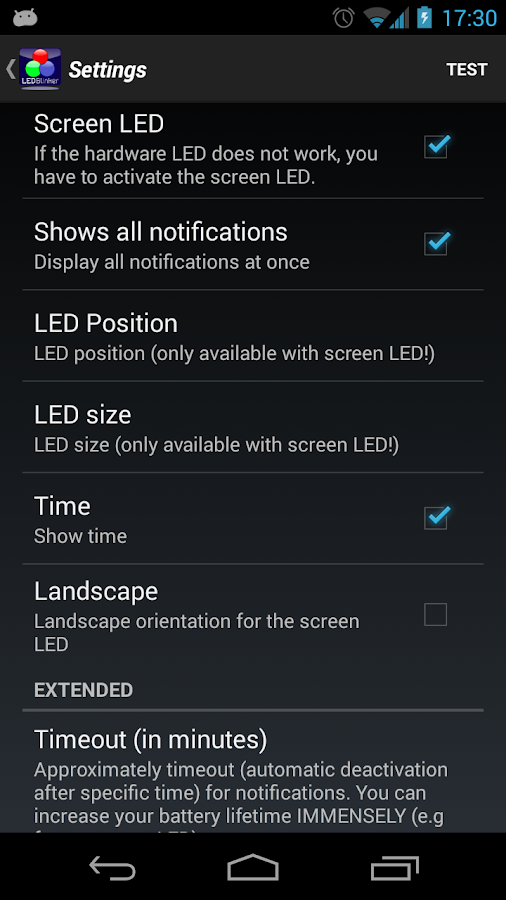 LEDBlinker Notifications - screenshot