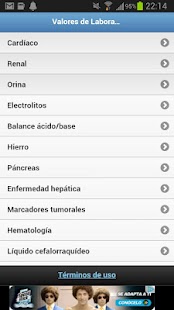 Valores de Laboratorio