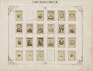 Twee albumbladen met namen en afbeeldingen van leden van vorstelijke families