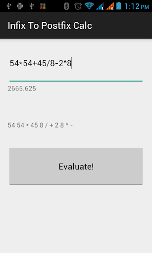 Infix to Postfix Calculator