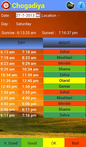 Chogadiya Timings For Mumineen