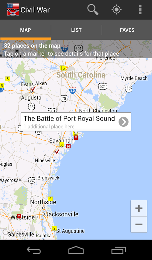 Android application American Civil War Locator screenshort
