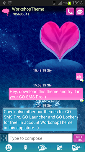 GO SMS Pro Theme Pink Blue Buy