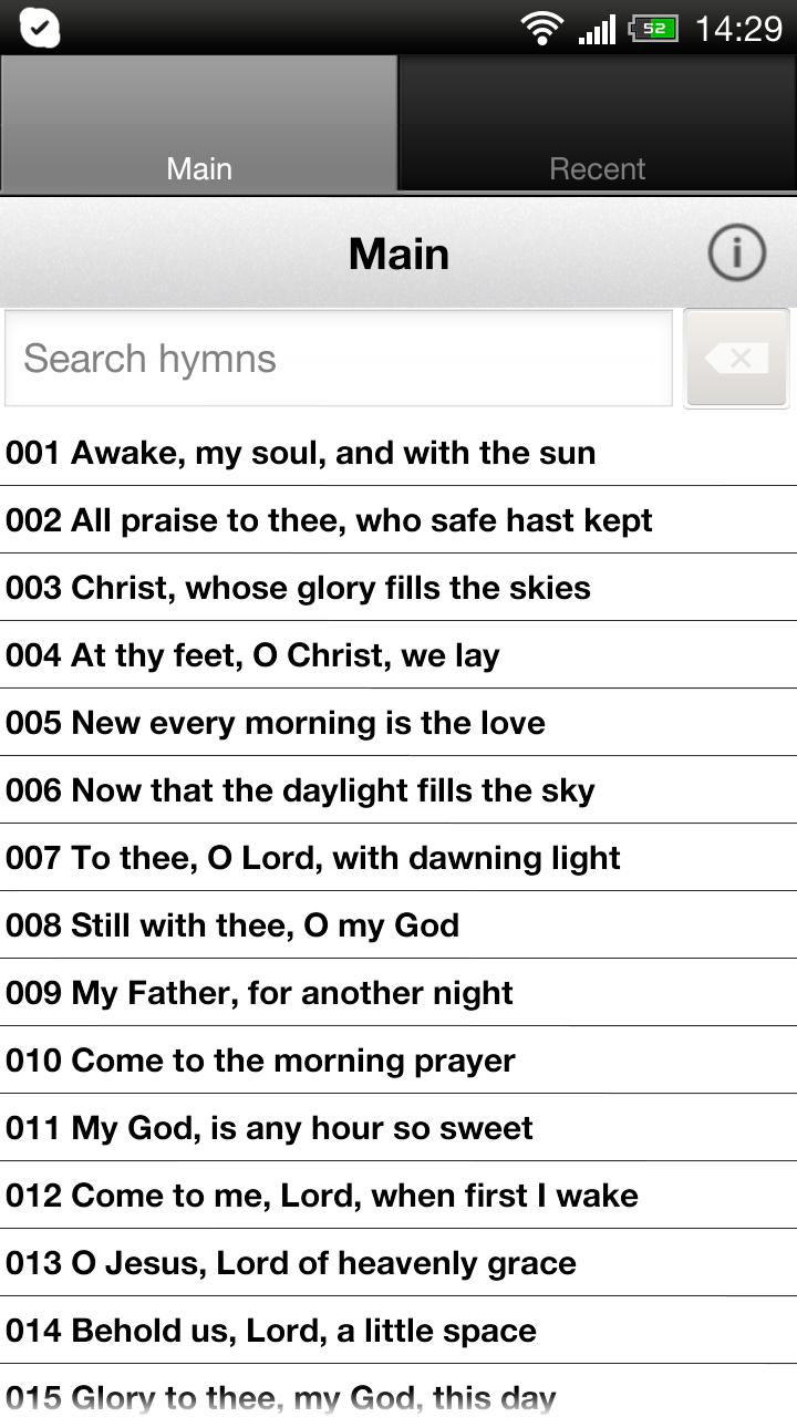 e-Anglican Hymnal Screen 1