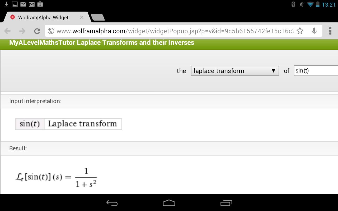 Wolfram|Alpha Examples: Integral Transforms