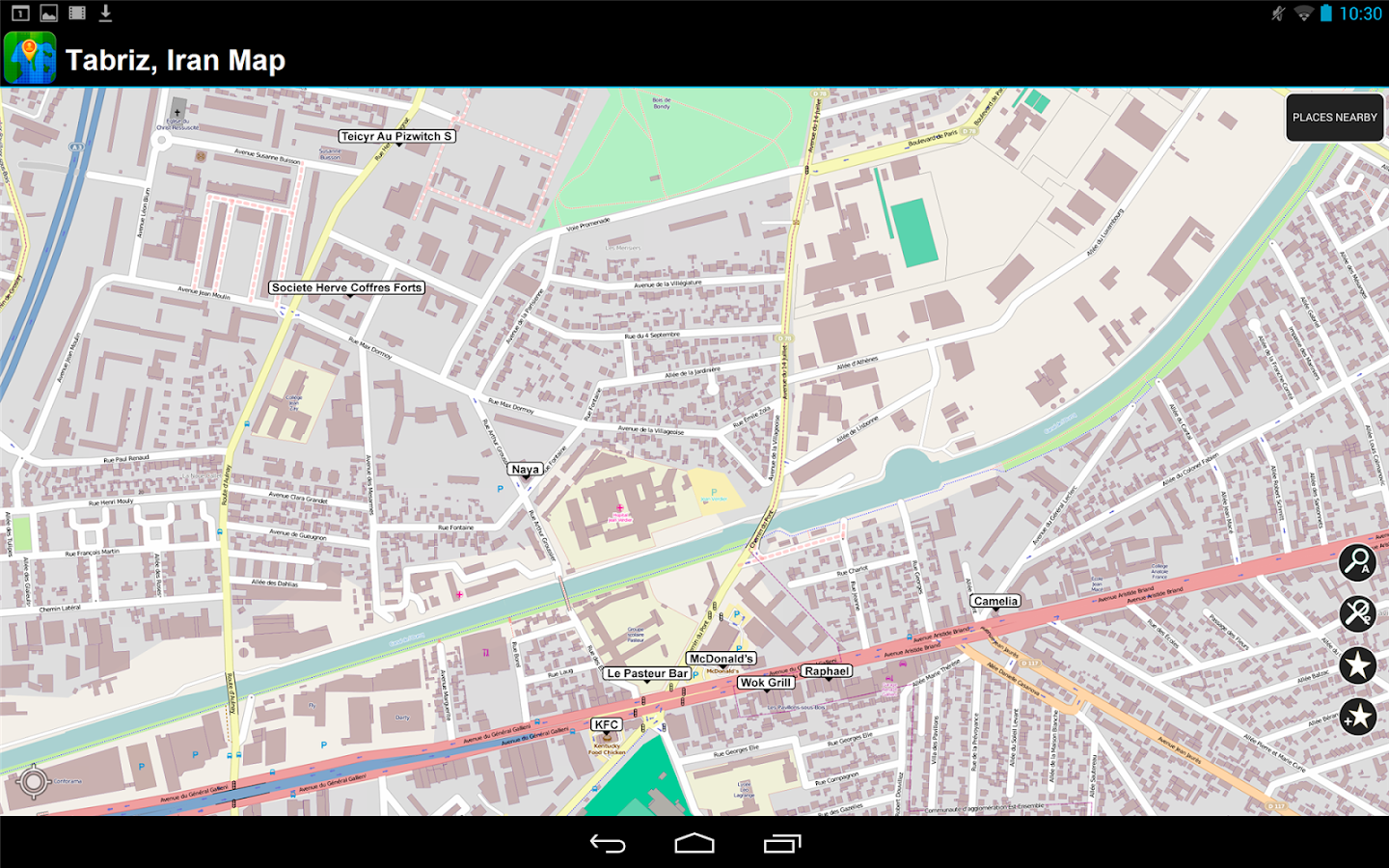Tabriz, Iran offline map mobile application. All data is stored in the ...