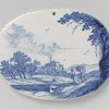 Two oval plaques with landscapes