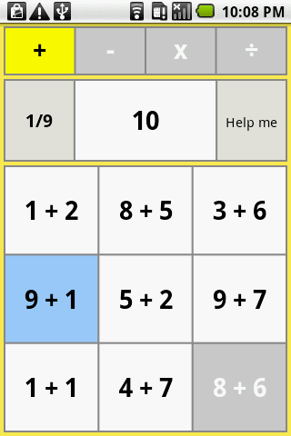 Android application Reverse one digit arithmetic screenshort