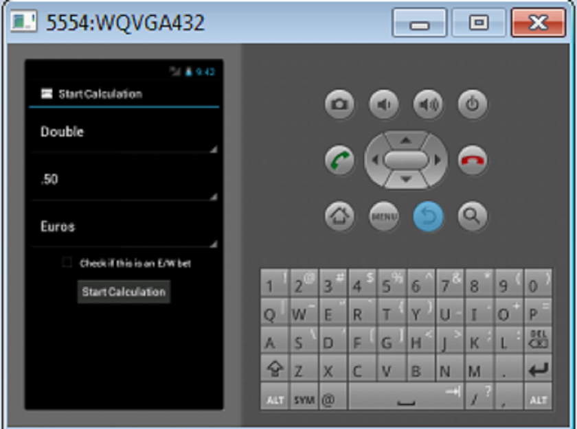 SP betting calculator Screen 2