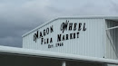 Historical Wagon Wheel Flea Market Signage