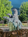 Three Otters Sculpture