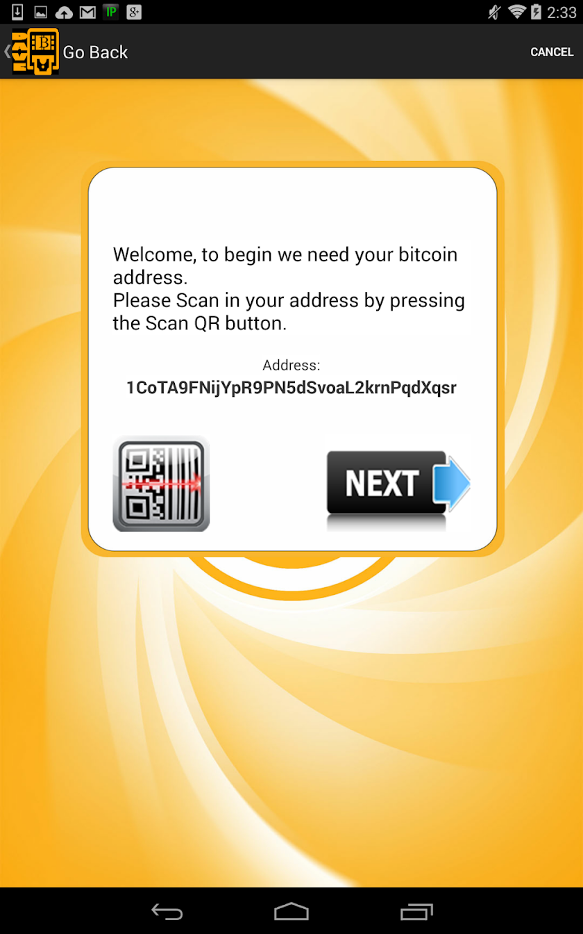Cash2BTC Bitcoin D.A.V.E. Screen 2