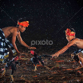 Chasing My Roosters on the Rain by Andreas Sugiarto - Babies & Children Child Portraits