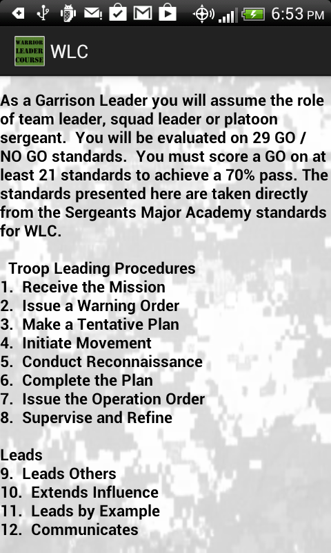 Warrior Leader Course Screen 2