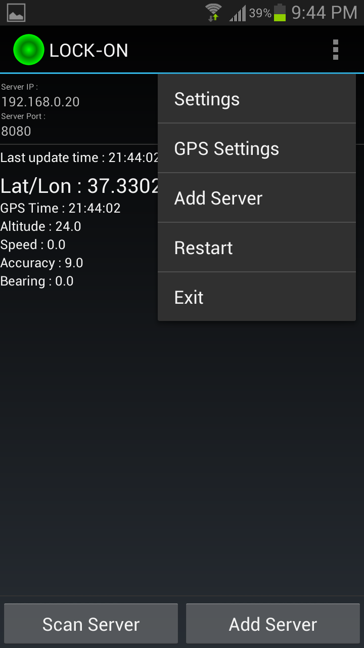 GPS Tether Client+ Screen 2