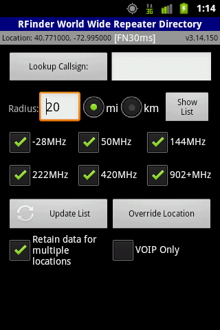 RFinder Worldwide Repeater Dir