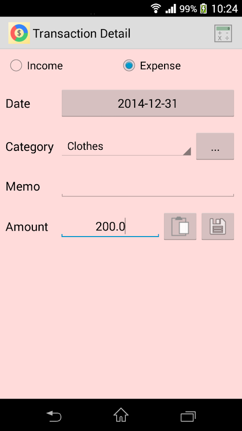 Android application Easy Expense Pro screenshort