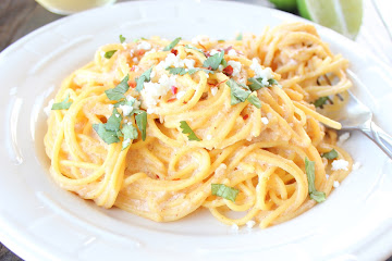 Mexican Corn Pasta with Chipotle Alfredo