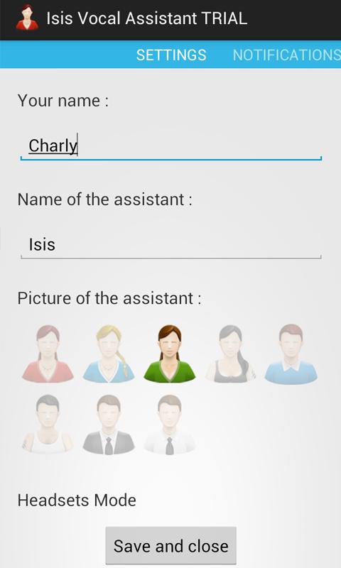 ISIS Vocal Assistant Screen 2