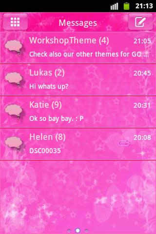 GO SMS Theme Pink Star